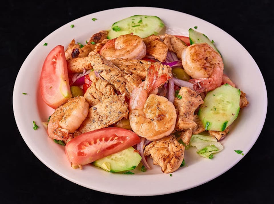 Grilled Chicken & Shrimp Salad.