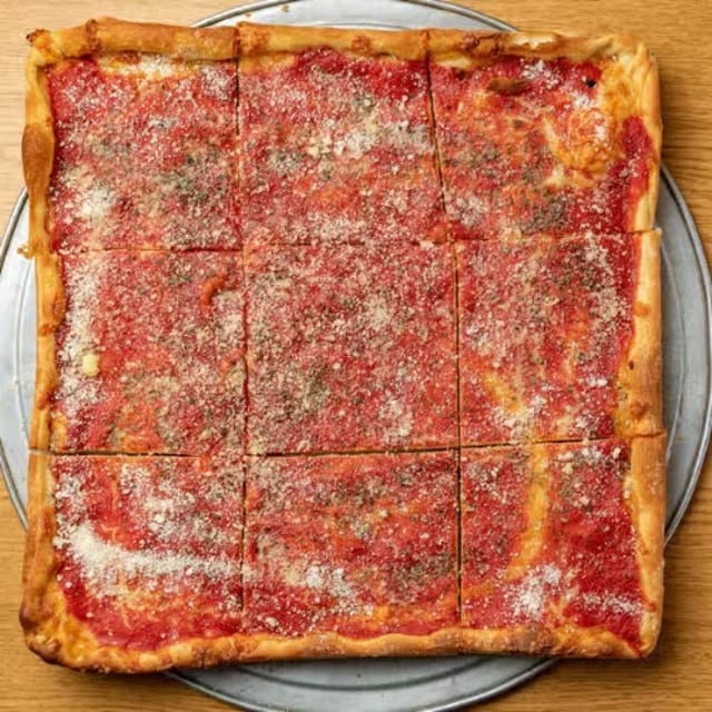 Famous Upside Down Sicilian Pizza.